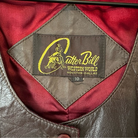 Vintage 70s Cutter Bill Western World leather vest size 10 - Picture 3 of 10